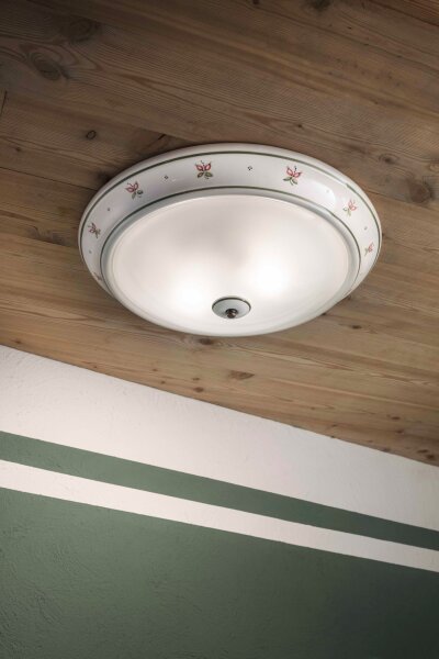 Deckenlampe Keramik Glas E27 rund D: 44 cm 2-flammig