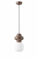 Suspension C&eacute;ramique Verre Marron Blanc E14 Design...