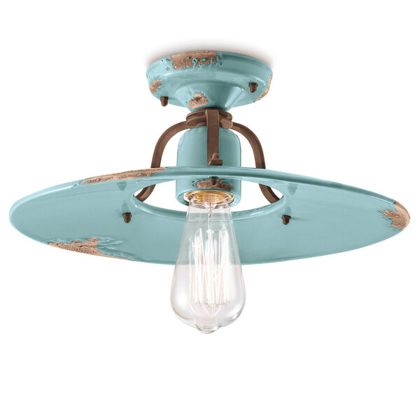 Deckenlampe Metall Keramik E27 D: 40 cm rund Vintage