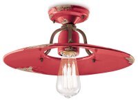 Deckenlampe Keramik Metall E27 Ø 40 cm Rot Shabby...