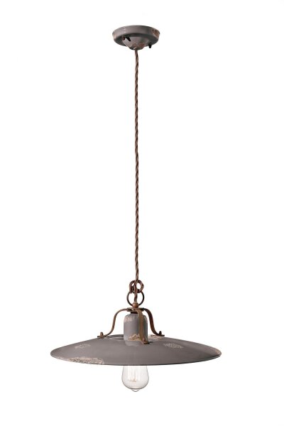 Suspension métal céramique E27 ronde D : 40 cm Vintage