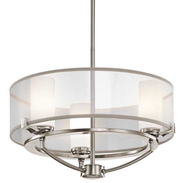 Deckenleuchte HIRA Weiß Metall Organza Ø46cm Lampe