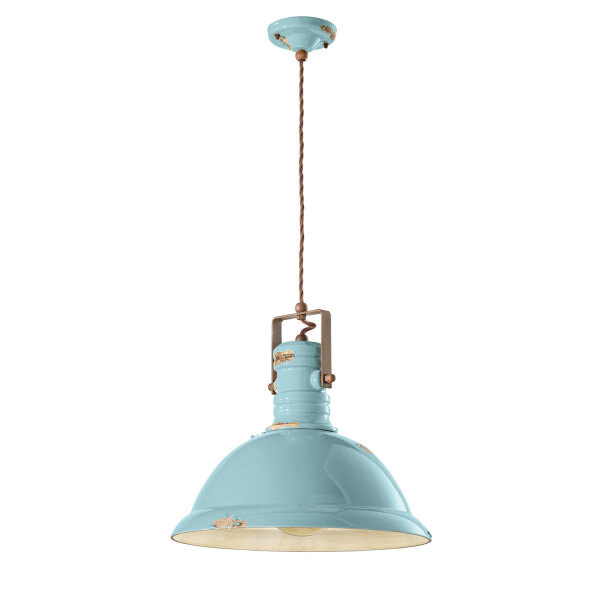 Hängelampe Keramik Metall E27 D: 40 cm rund