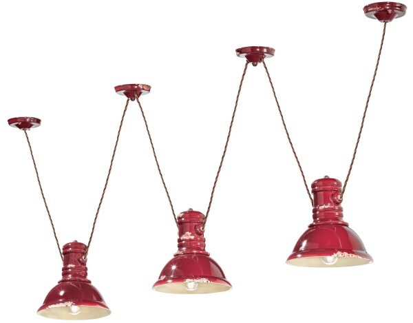 Lampe à suspendre céramique E27 Bordeaux Shabby antique ANNA