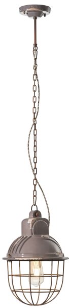 Pendelleuchte Metall Keramik rund D: 26 cm E27 Vintage