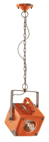 Pendelleuchte Keramik Metall E27 Orange Shabby Antik