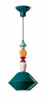 Pendelleuchte Keramik Petrol Bunt E27 Retro Design