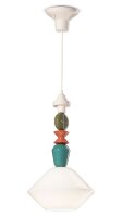 H&auml;ngeleuchte Keramik Glas Ecru Bunt E27 Retro Design