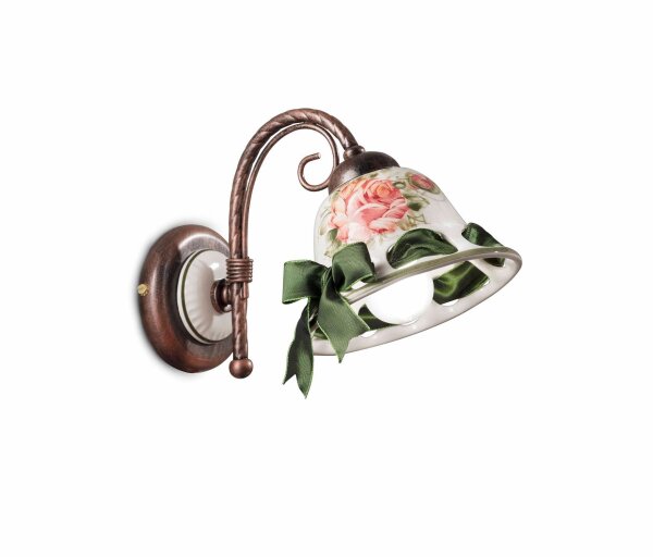 Applique murale métal céramique E14 hauteur 17 cm style campagnard