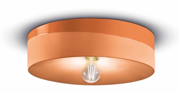 Plafonnier céramique E27 D : 40 cm Orange rond Rétro