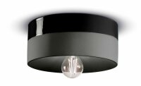 Plafonnier c&eacute;ramique E27 D : 25 cm rond noir...