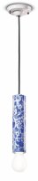 Suspension c&eacute;ramique E27 D : 5,5 cm Bleu motif rond