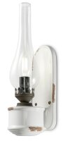 Wandlampe Glas Handarbeit E14 33 cm hoch Wei&szlig; Shabby Antik
