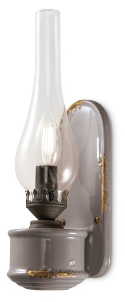 Wandlampe Handarbeit Glas H: 33 cm Taupe Shabby Antik E14