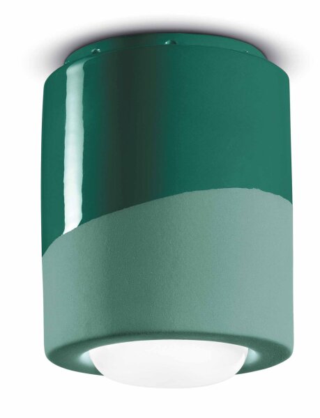Spot de plafond apparent céramique E27 rond Ø 12,5 cm vert