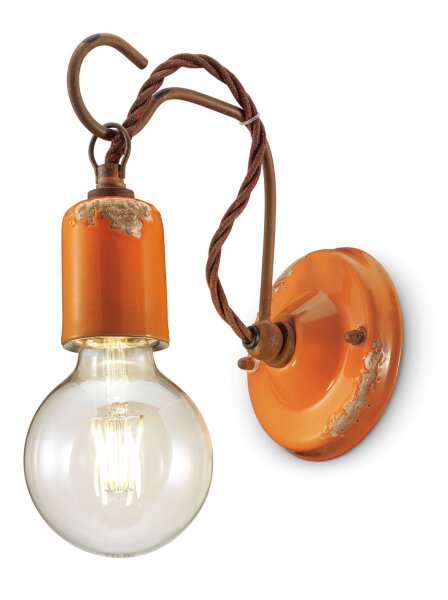 Wandlampe Metall E27 H: 18 cm Orange Shabby Antik
