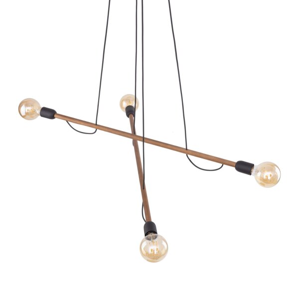 Pendelleuchte verstellbar Holz Metall L: 93 cm 4x E27
