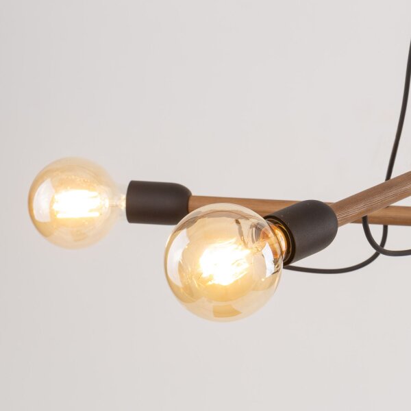 Pendelleuchte verstellbar Holz Metall L: 93 cm 4x E27