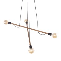 Pendelleuchte verstellbar Holz Metall L: 93 cm 4x E27