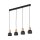 Suspension métal bois E27 noir bois 4 flammes
