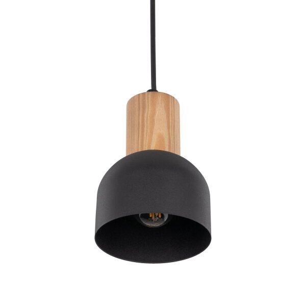 Pendelleuchte Metall Holz Ø 11,5 cm klein E27 Skandinavisch