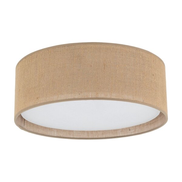 Plafonnier Boho rond Ø 45 cm H : 13 cm plat jute 2x E27