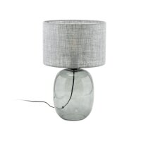 Tischlampe Grau Rauchglas Stoff E27 H: 48 cm &Oslash; 30 cm