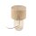 Tischleuchte Rauchglas Stoff Braun H: 48 cm Ø 30 cm E27