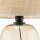 Tischleuchte Rauchglas Stoff Braun H: 48 cm Ø 30 cm E27