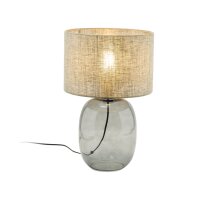 Lampe de table verre fumé tissu E27 H : 48 cm...