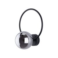 Wandlampe Metall Rauchglas G9 Schwarz Graphit Kugel Schirm