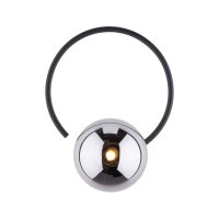 Wandlampe Metall Rauchglas G9 Schwarz Graphit Kugel Schirm