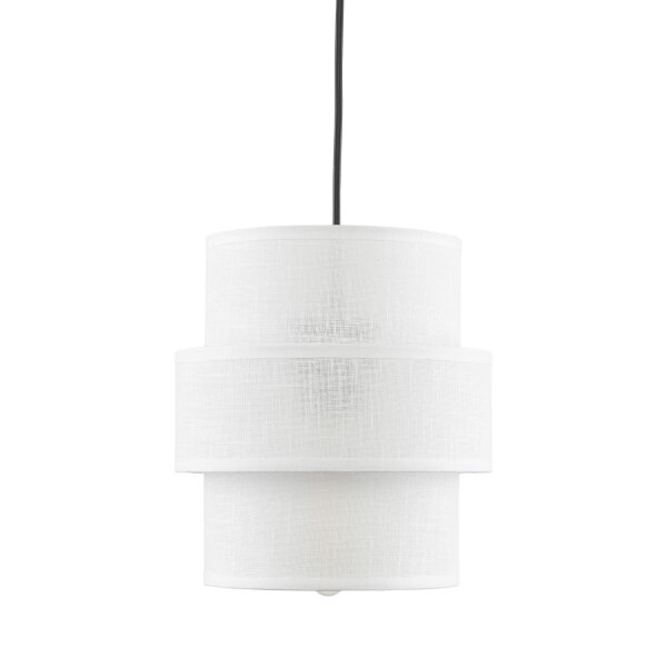 Suspension ronde Ø 20 cm Blanc Noir E27 Tissu Métal