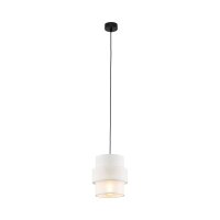 Suspension ronde Ø 20 cm Blanc Noir E27 Tissu...