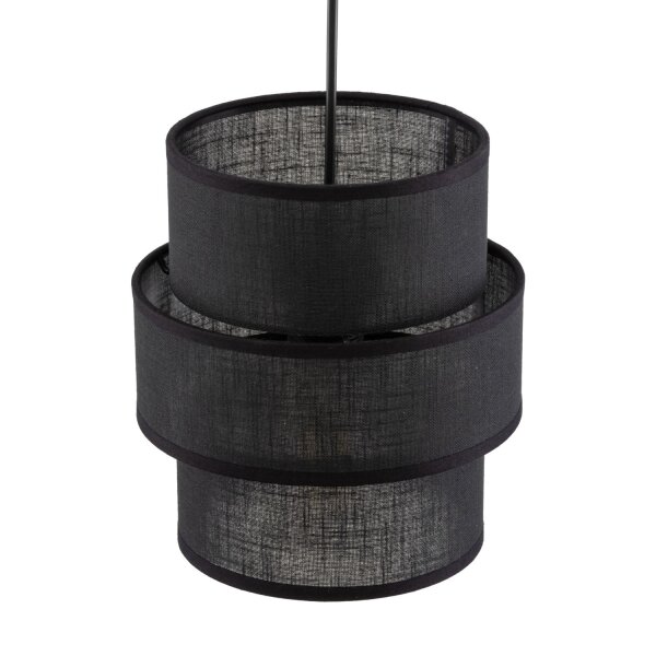 Pendelleuchte Schwarz E27 D: 20 cm rund Modern Stoff