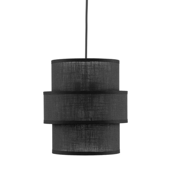Pendelleuchte Schwarz E27 D: 20 cm rund Modern Stoff