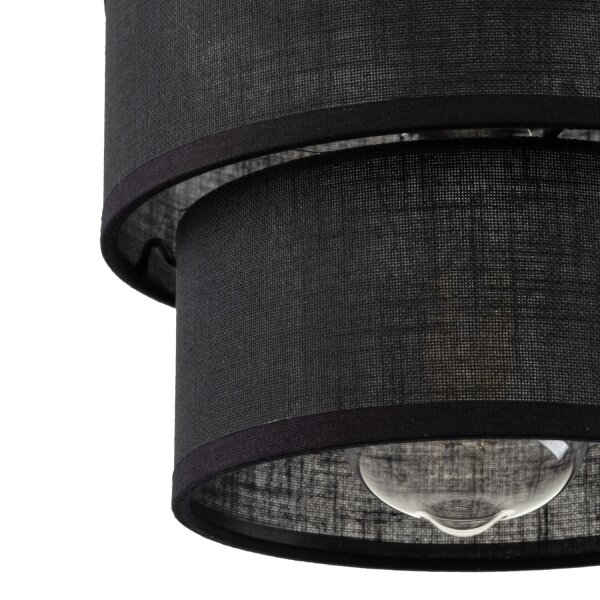 Pendelleuchte Schwarz E27 D: 20 cm rund Modern Stoff