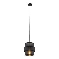 Suspension Noir E27 D : 20 cm ronde Moderne Tissu