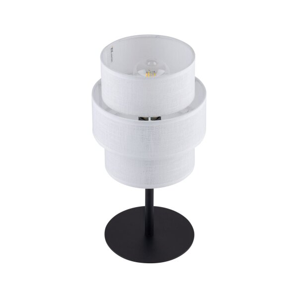 Tischlampe Stoff Metall 38 cm hoch Schwarz Weiß E27