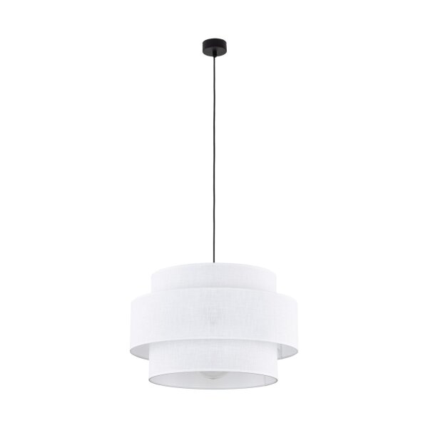 Pendelleuchte Weiß Ø 50 cm H: max. 160 cm Stoff Metall E27