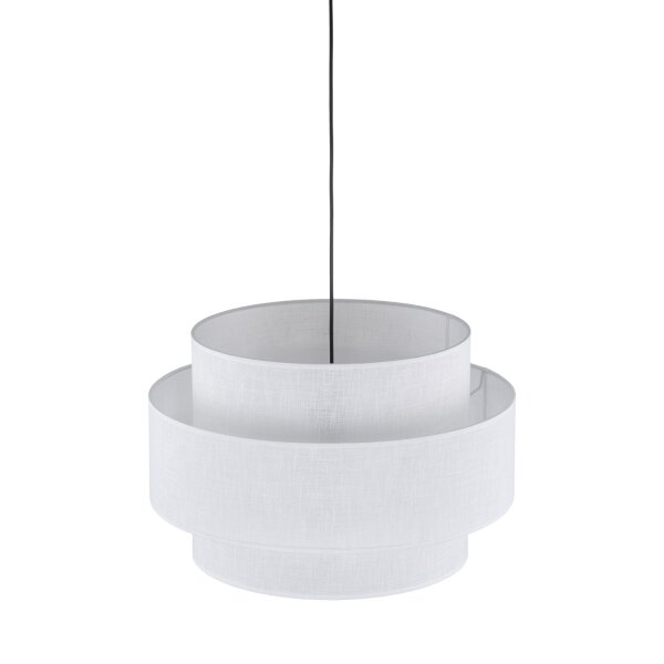 Pendelleuchte Weiß Ø 50 cm H: max. 160 cm Stoff Metall E27