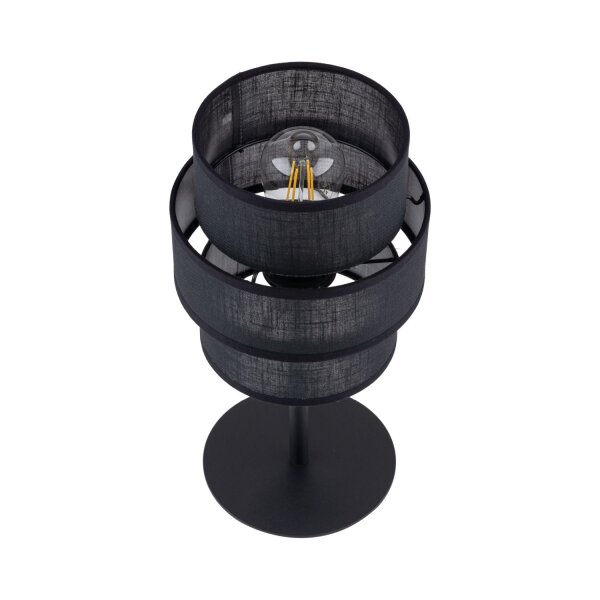 Tischlampe Schwarz 38 cm hoch Stoff Metall E27 GREET