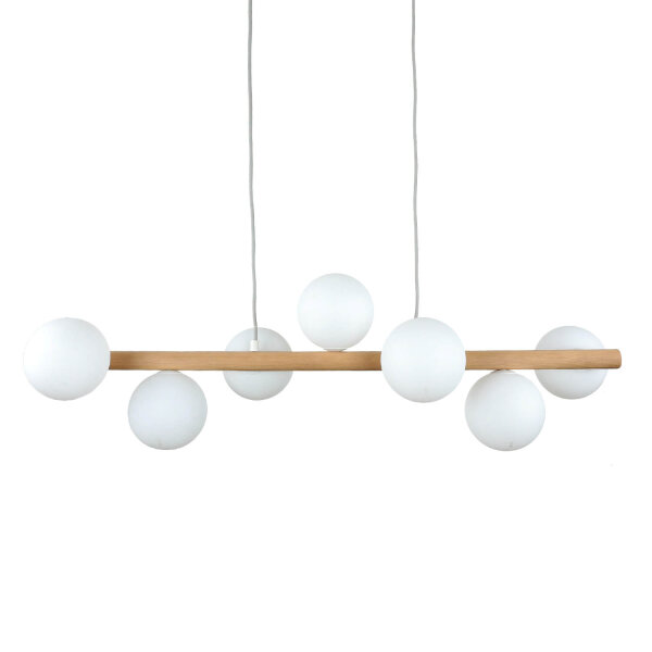 Lampe à suspendre bois métal verre L : 90 cm 7x G9 Moderne