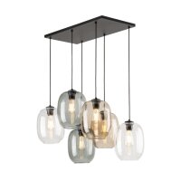 Pendelleuchte Rauchglas Metall L: 70 cm H: max. 1,3 m 6x E27