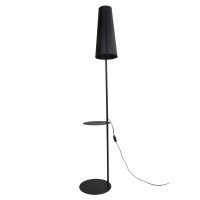 Lampadaire avec tablette Métal Tissu hauteur 170...