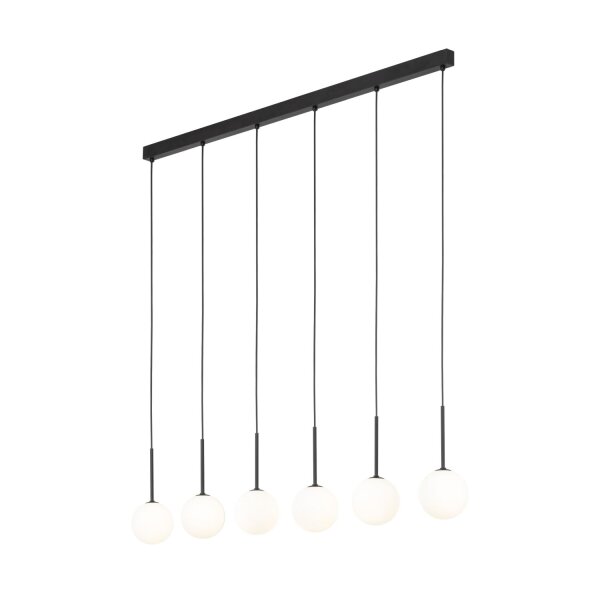 Suspension L : 122 cm verre métal noir blanc 6x G9