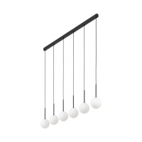 Pendelleuchte B: 122 cm Glas Metall Schwarz Wei&szlig; 6x G9