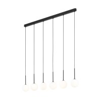 Suspension L : 122 cm verre métal noir blanc 6x G9
