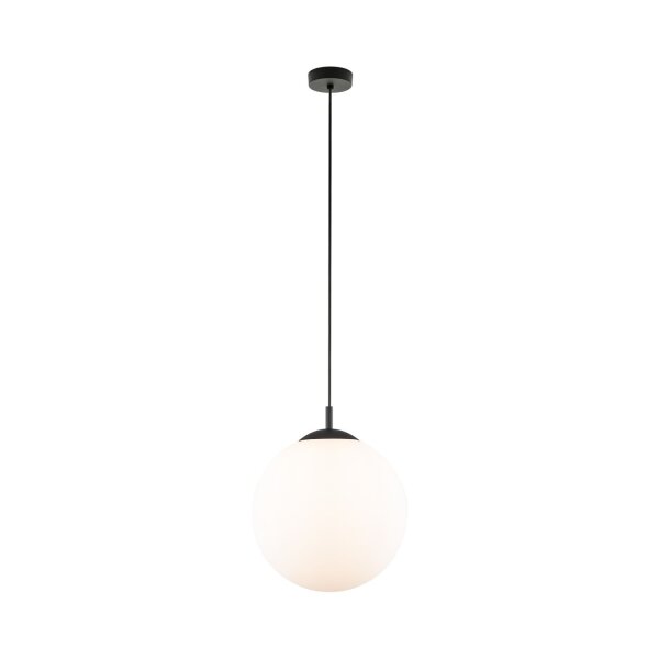 Lampe à suspendre Blanc Noir Ø 35 cm E27 Boule Verre Métal