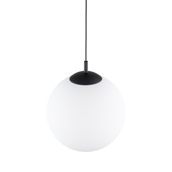 Lampe à suspendre Blanc Noir Ø 35 cm E27 Boule Verre Métal